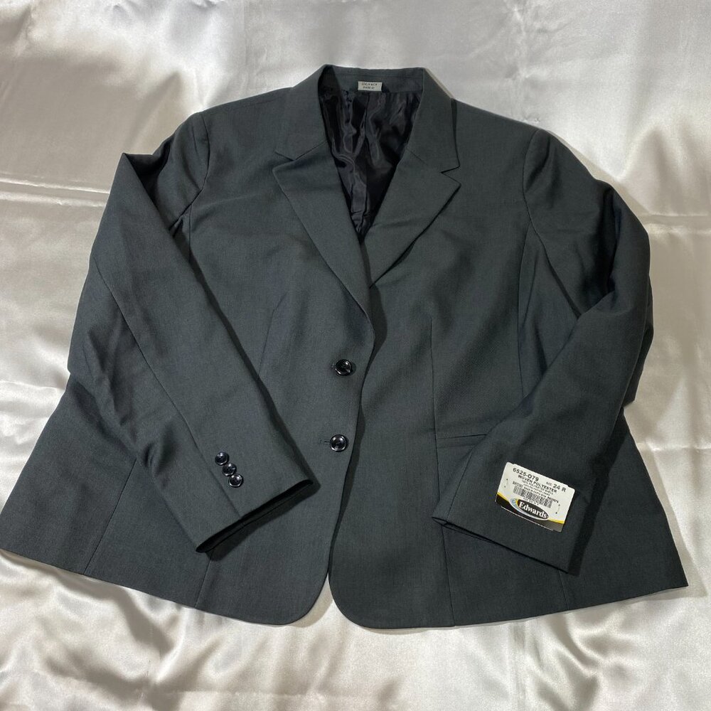 Edwards Ladies Charcoal Work Blazer Button Sleeve Single Breasted,Size24R,NEW
